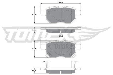 Колодки гальмівні (задні) Toyota Auris/IQ/Urban Cruiser 07- (Akebono) TX1501