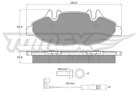 Колодки гальмівні (передні) MB Vito/Viano (W639) 03- (+датчики) TOMEX TX1502 (фото 1)