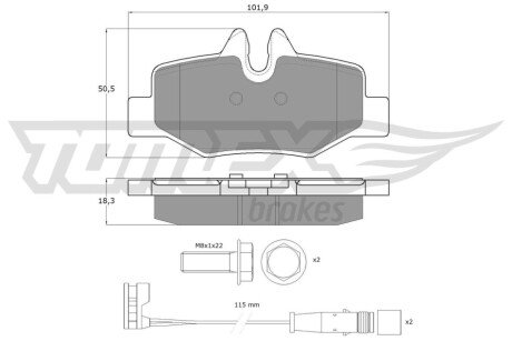 Колодки гальмівні (задні) MB Vito (W639) 03- (Bendix-Bosch) (з аксесуарами) TX1513