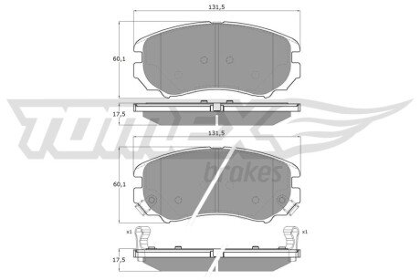 Колодки гальмівні (передні) Hyundai Tucson 04-/Sonata 05-10/Grandeur 05-/Kia Opirus 06- TX1529