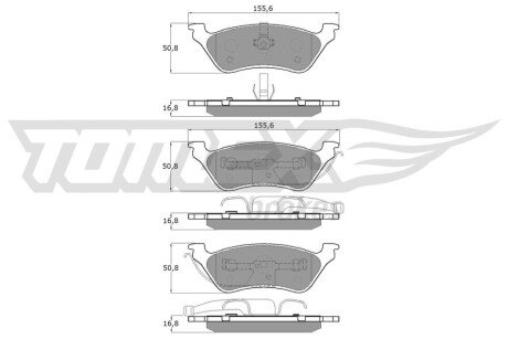 Колодки гальмівні (задні) Chrysler Voyager IV 00-08/Dodge Caravan 00-07/Jeep Cherokee 01-08 TOMEX TX1531 (фото 1)