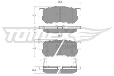 Колодки гальмівні (задні) Hyundai Tucson 2.0 CRDi 04-10 TOMEX TX1535 (фото 1)