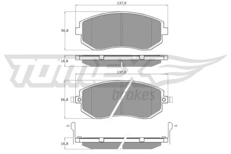 Колодки гальмівні (передні) Subaru Forester 02-/Impreza 00-/Legacy 03-14/Outback 03- TX1536