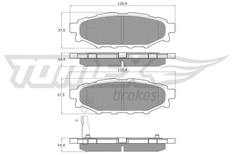 Колодки гальмівні (задні) Subaru Forester/Impreza 08-/Legacy 03-14/Outback 03-/Toyota GT 12- TX1537