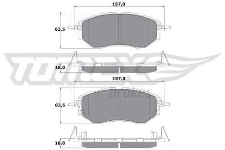 Колодки гальмівні (передні) Subaru Forester 08-/Legacy IV/V 03-14/Outback 03- TOMEX TX1554 (фото 1)