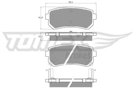 Комплект гальмівних колодок (задніх) Hyundai Accent/I20/I30/Ix35/Sonata/Kia Ceed/Rio/Sportage 1.2-3.3 05- TX1566