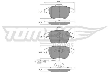 Колодки тормозные (передние) VW Tiguan/Sharan 07- (с датчиком) TX1582