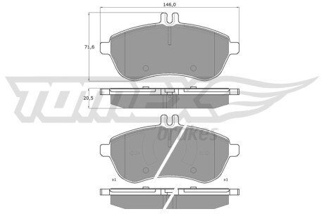 Колодки гальмівні (передні) MB C-class (S204/W204)/E-class (S212/W212) 07- TX1602