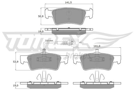 Колодки гальмівні (задні) VW T5 03- (Ate) (з датчиком) TX1614