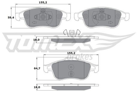 Комплект гальмівних колодок (передніх) Renault Fluence/Megane/Scenic 08- TX1641