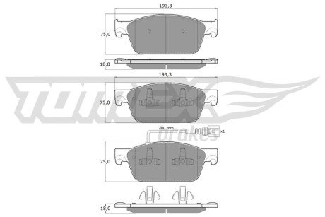 Колодки гальмівні (передні) VW T5 03-/T6 15- (з датчиком) TX1646