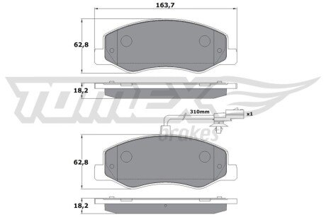 Колодки гальмівні (задні) Renault Master III/Opel Movano/Nissan NV400 10- (+датчик)/(спарка) TX1649