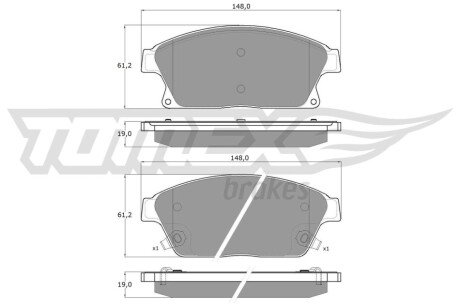 Колодки гальмівні (передні) Opel Astra J/Chevrolet Cruze/Trax 09- (Bosch) TOMEX TX1651 (фото 1)