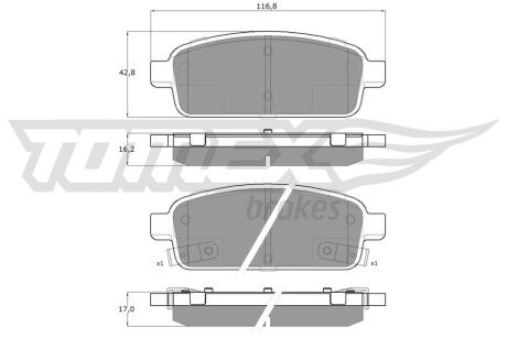 Колодки гальмівні (задні) Opel Astra J 09 - R16 (Ate) TX1652