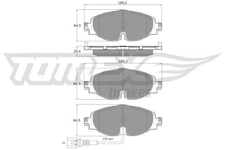 Колодки тормозные (передние) Audi A3/Q2/Q3/Seat/Skoda Octavia/Kodiaq/VW Golf/Passat B8 12- (+датчик) TX1697