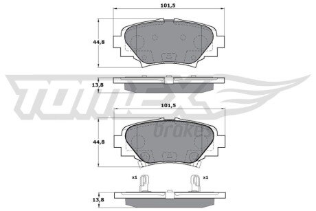 Колодки гальмівні (задні) Mazda 3 13- (101.5x44.5x13.8) TX1724