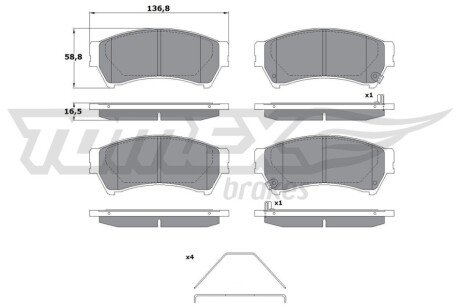 Колодки гальмівні (передні) Mazda 6 02-13 (Akebono) TX1740