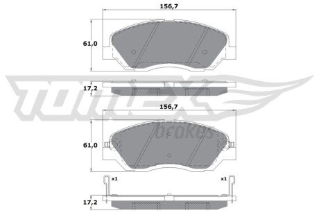 Колодки гальмівні (передні) Hyundai Santa Fe/Kia Sorento 00- TX1744