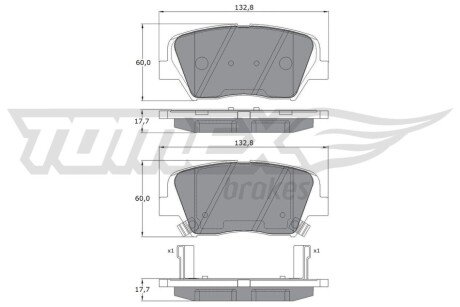 Колодки гальмівні (передні) Hyundai Santa Fe 10-/Grandeur 11-/Kia Sorento 09-/Carens 13- (mando) TX1746