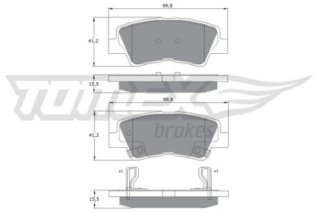 Колодки тормозные (задние) Hyundai Elantra/Sonata/Tucson/i40 04- TX1748