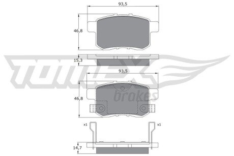 Колодки гальмівні (задні) Honda Accord VIII 2.0-2.4i 08- (Nissin) TX1754