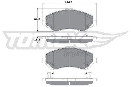 Колодки гальмівні (передні) Chrysler Grand Voyager/Dodge Caravan/Journey/Jeep Cherokee/Compass 07- TX1767