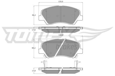 Колодки гальмівні (передні) Hyundai Accent IV 10-/ i20 14-/Solaris 17-/Kia Rio III 11-(не комплект) TX1785