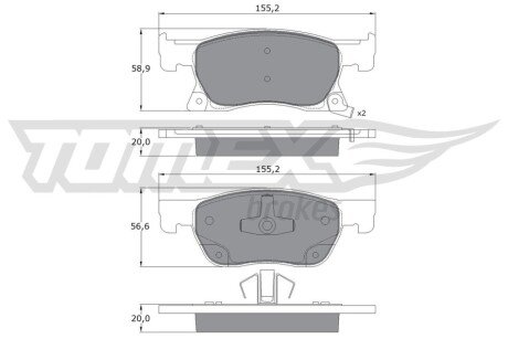 Колодки гальмівні (передні) Opel Astra K 15- (Ate-Teves) R15 TX1786