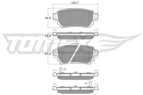 Колодки гальмівні (задні) Nissan Leaf 17-/Qashqai/X-trail 13-/Renault Kadjar 15-/Koleos 16- TX1827