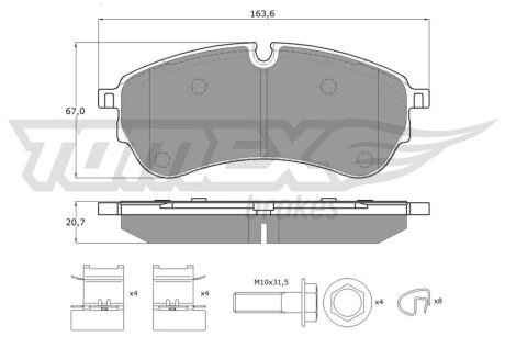 Колодки гальмівні (передні/задні) VW Crafter/MAN TGE 2.0TDI 16- (CBI) Q+ (163.6x67x21.1) TX1858