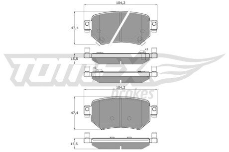 Колодки гальмівні (задні) Mazda 6 2.0/2.5 12- (Akebono) TX1870