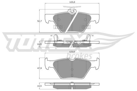 Колодки гальмівні (задні) Subaru Impreza/Outback/Legacy 14- (Akebono) Q+ TOMEX TX1871 (фото 1)