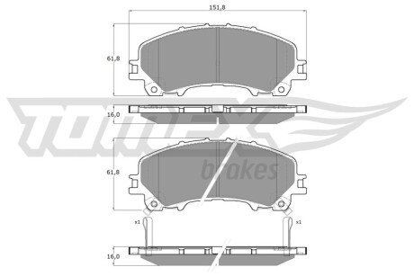 Колодки гальмівні (передні) Nissan Rogue 07-13/X-Trail/Infiniti Q50/Q60/QX50 13-/Renault Koleos 16- TX1899