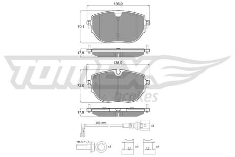 Колодки тормозные передние TX 60-62