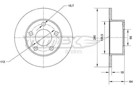 Диск гальмівний (задній) Skoda Superb/VW Passat (245x10mm) PRO TX7002