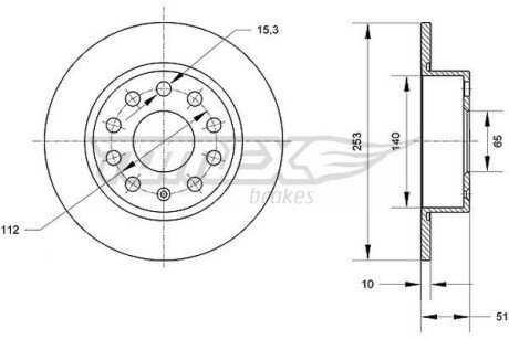 Диск гальмівний (задній) VW Caddy III 04-15 (255x10) TOMEX TX7029 (фото 1)