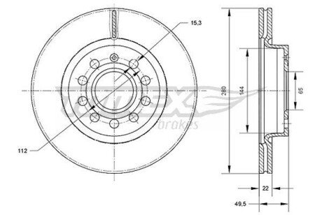 Диск тормозной (передний) VW Caddy 04- (280x22) TX7030