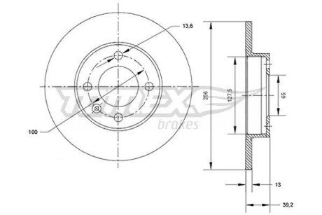 Диск гальмівний (передній) VW Caddy 95-04/Passat 88-97/Golf 92-02 (256x13) TX7032