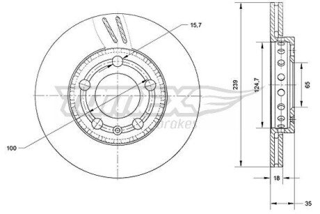 Диск гальмівний (передній) Skoda Octavia/Fabia/VW Polo 1.2-1.4 99- (239x18) TX7109