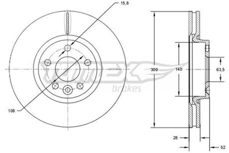 Диск гальмівний (передній) Ford Mondeo/Galaxy 07-15/Range Rover/Volvo S60 11-(300x28) TX7156