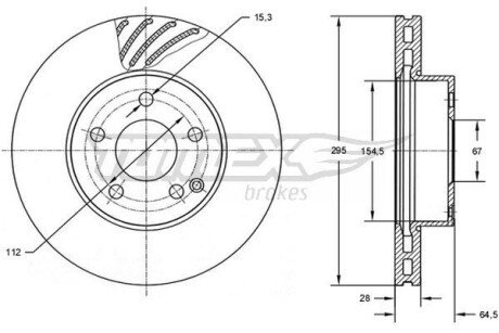 Диск гальмівний (передній) MB E-class (W211/W212/S211/S212) 02-09 (295x28) TOMEX TX7276 (фото 1)