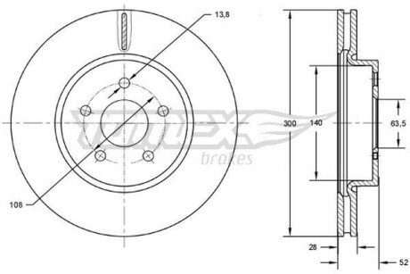 Диск гальмівний (передній) Ford Mondeo/Galaxy 07-15/Range Rover/Volvo S60 11-(300x28) TX7280