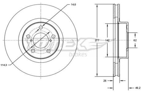 Диск тормозной (передний) Toyota Auris 1.2-1.8 12-18/Corolla 1.3-1.8 13-18 (277x26) TX7283