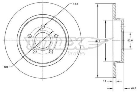 Диск тормозной (задний) Ford Focus III 10- (271x11) TX7298