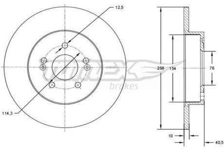 Диск гальмівний (задній) Hyundai ix20/Kia Venga 1.4/1.6 CRDi 10- (258x10) TOMEX TX7305 (фото 1)