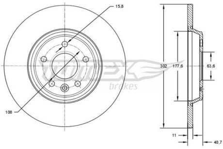 Диск тормозной (задний) Volvo S60/S80/V60/V70 06-18 (302x11) (с покр.) TX7308