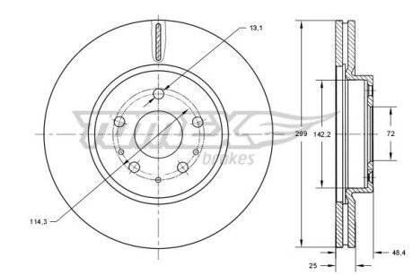 Диск гальмівний (передній) Mazda 6 07-13 (299x25) (з покриттям) (вентил.) TX7322