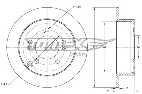 Диск гальмівний (задній) Hyundai Sonata V/Tucson/Kia Sportage 04- (262x10.1) PRO TX7336