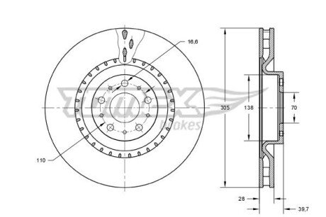 Диск гальмівний (передній) Alfa Romeo159/Brera/Giulietta/Fiat 500X/Jeep Compass/Renegade (305x28) 05- TX7374