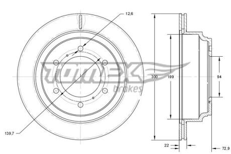 Диск тормозной задний TOMEX TX 73-88 (фото 1)